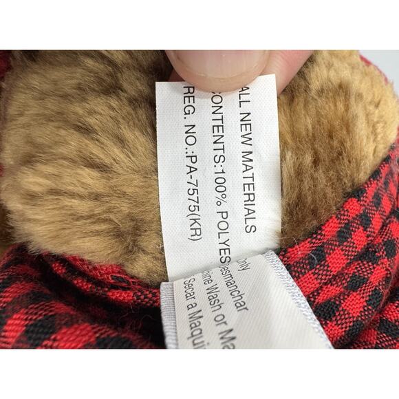 Vintage KenTex Christmas Teddy Bear SPRINGER 2000 In Shirt W/ Hat Attached 15” - Picture 10 of 10